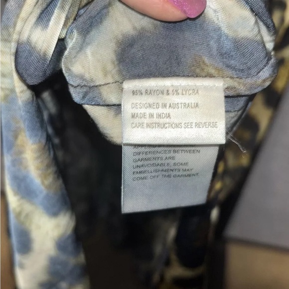 RARE! EUC Camilla Long Halter Dress Leopard Peacock Feather V Neck Studs Crystal - Picture 8 of 8